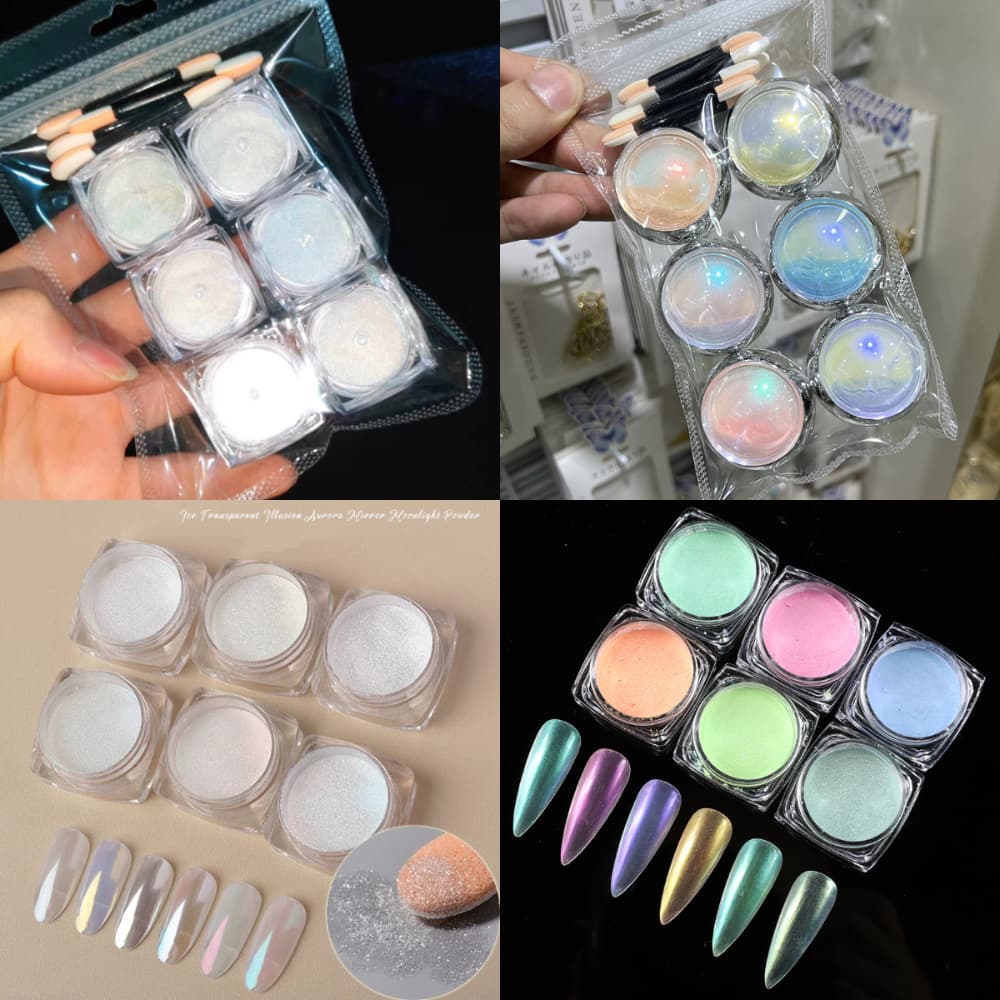 Kit Com 12 Potinhos De Glitter Pó Sereia Holográfico Decoração Para Unhas