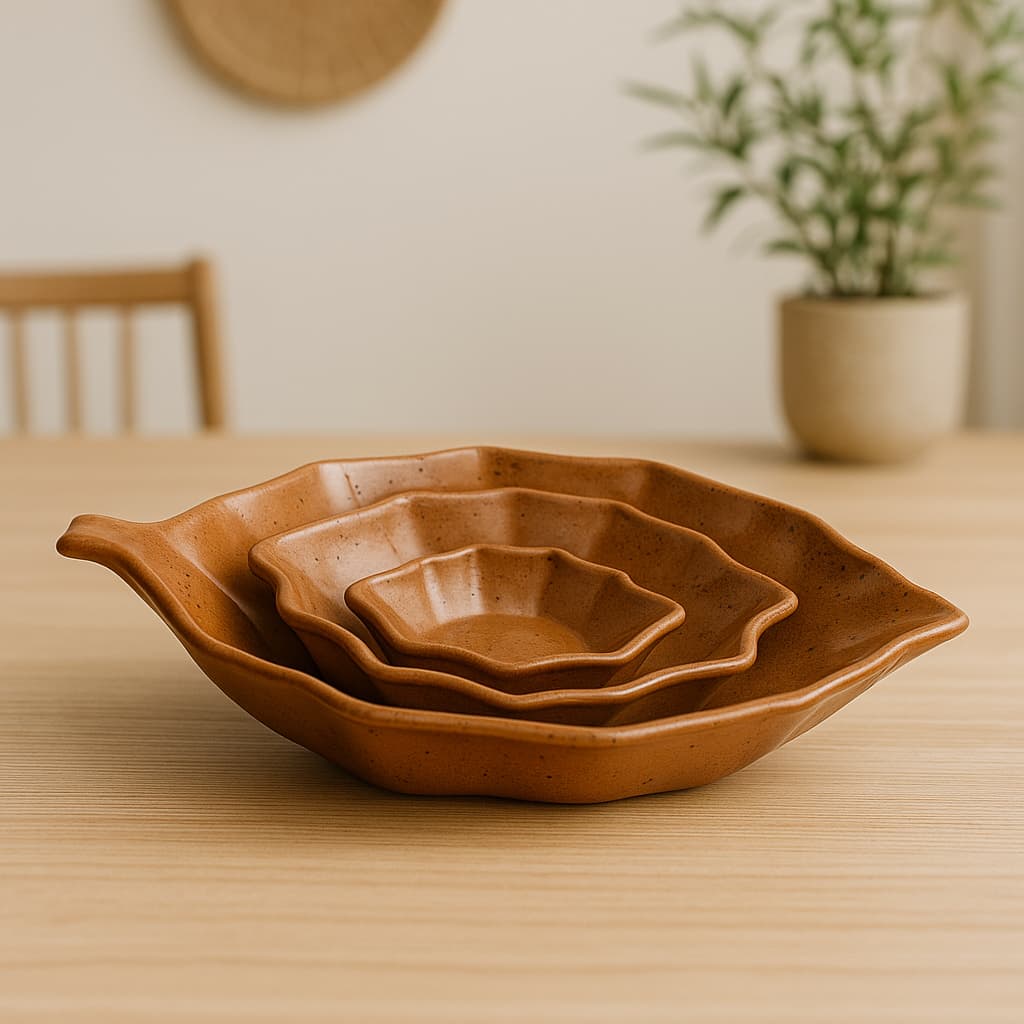 Kit Travessa Folha Romana Pequena Média Grande Cerâmica Louça Petiscos  Decoração Mesa Posta Festas Gourmet Restaurante