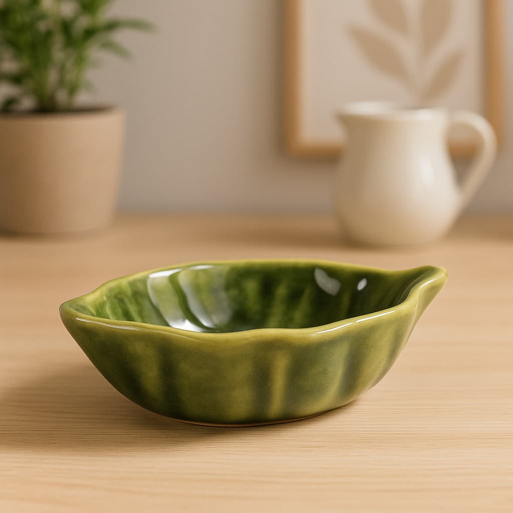 Mini Bowl Folha Finger Food Cerâmica Louça Decoração Mesa Posta Gourmet Restaurante Buffet Molhos