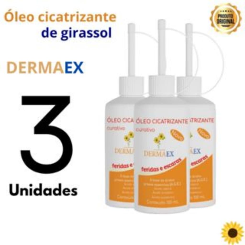KIT 3 Óleo Dermaex Age Feridas E Escaras Dersani Óleo De Girassol 100ml Cicatrizante