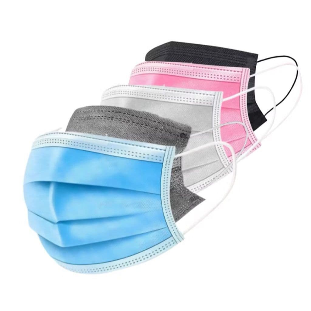 Kit  com ATÉ 300 Unidades Máscaras Descartáveis Preta, Azul, Rosa, Branca E Cinza Tnt Com Clipe Nasal