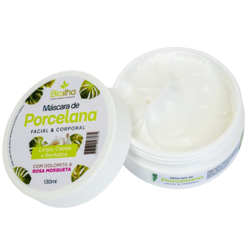 Máscara Clareadora de Porcelana Bioilha | Dolomita e Óleo de Rosa Mosqueta | Clareia Mancha, Melasma