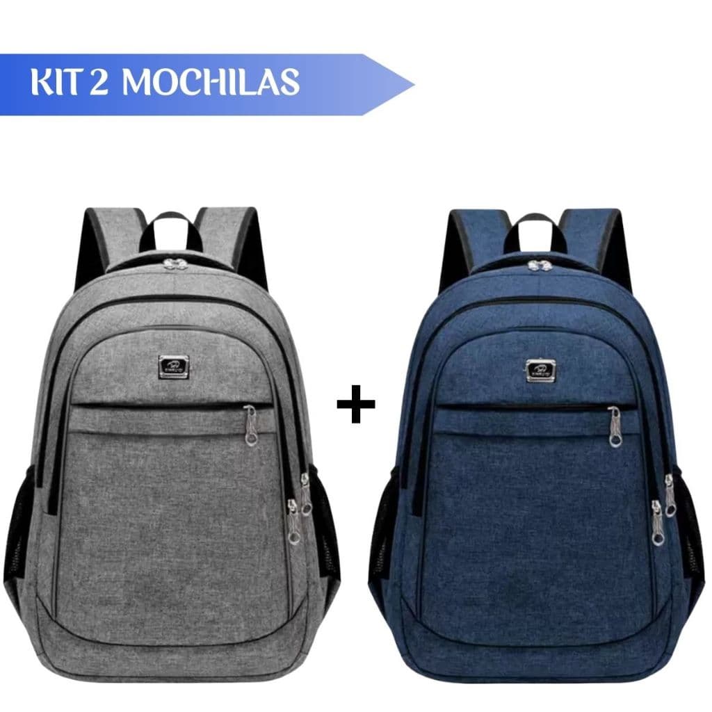 Kit 2 Mochilas Coreana Reforçada Multifuncional Compartimento Para Notebook Resistente