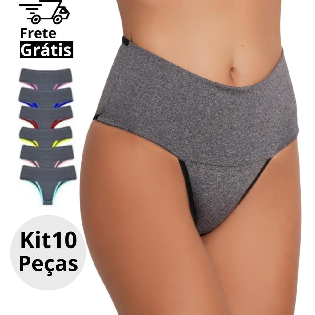 Kits Calcinhas Fitness Cós Alto Calcinha Seca Barriga