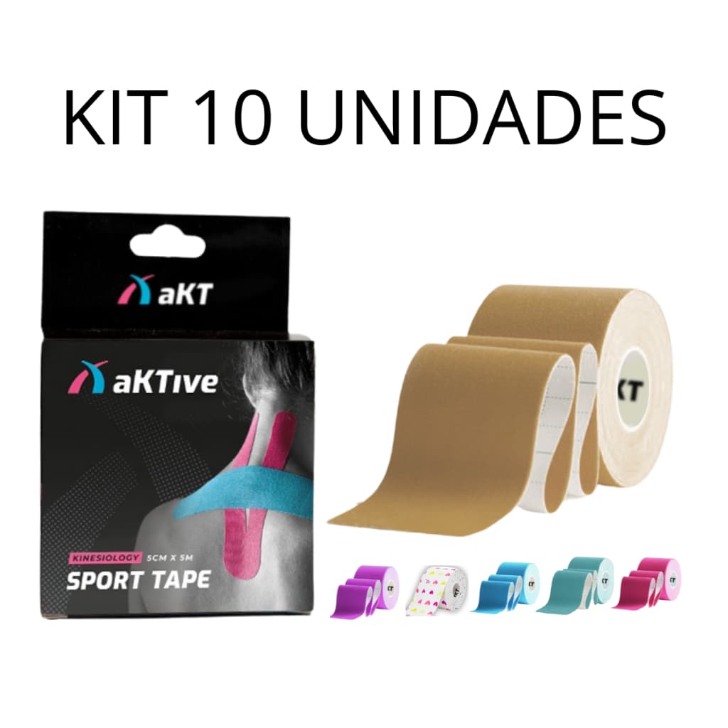 Kit 10 Bandagem Elástica Aktive Tape Fita Kinesio Tape Gestantes Pós Cirurgia Original Crossfit