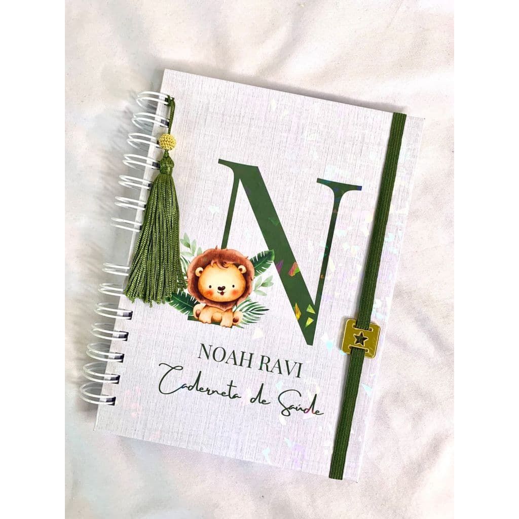CADERNETA DE SAUDE VACINAÇAO PERSONALIZADA LUXO MENINO LEAO MINIMALISTA