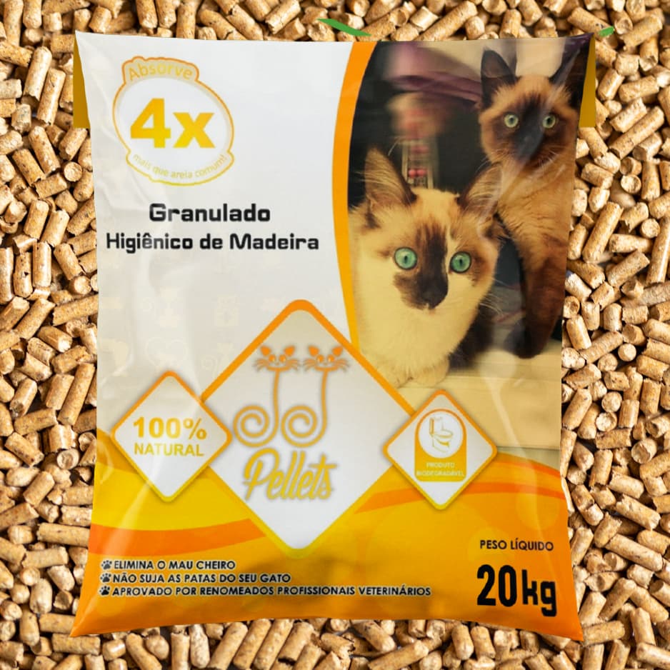 Areia Granulado Higiênico de Madeira para Pets Alta Absorção e Controle de Odores - 20 KG