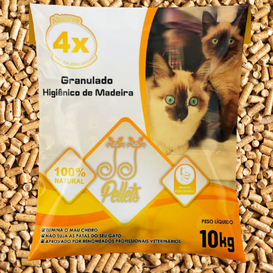 Areia Granulado Higiênico de Madeira para Pets – Alta Absorção e Controle de Odores 10kg