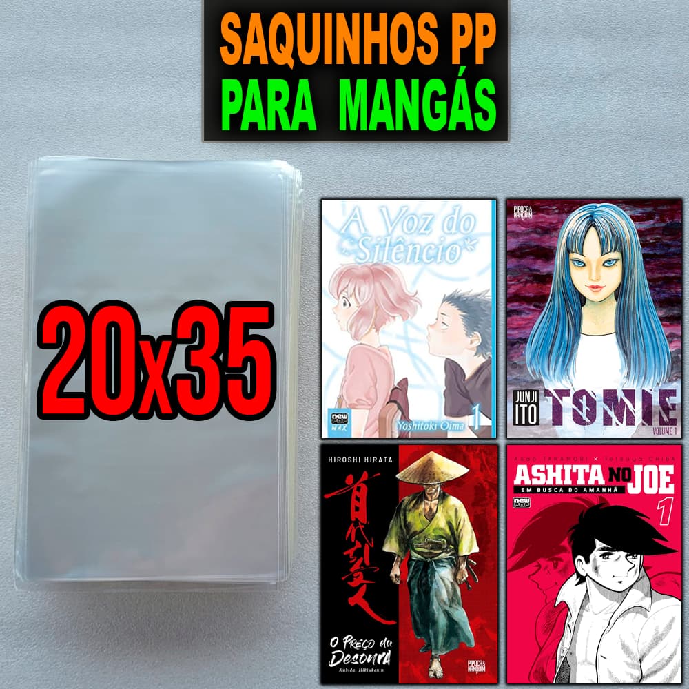 Saquinhos para Mangás e HQs 20x35 - Saquinhos PP Polipropileno Mangá e HQ - 25, 50 e 100 unidades