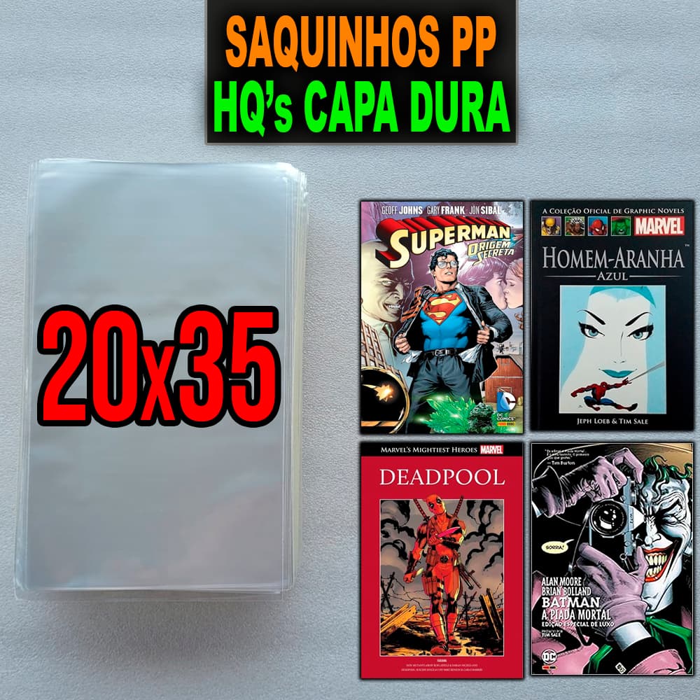 Saquinhos para HQs e Mangás 20x35 - Saquinhos PP Polipropileno Mangá e HQ - 25, 50 e 100 unidades