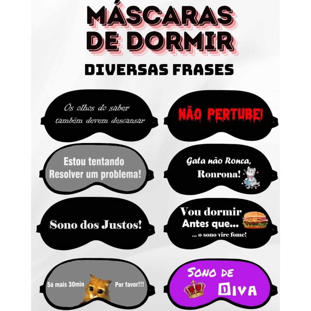 Máscara de Dormir ou Tapa Olhos Personalizados
