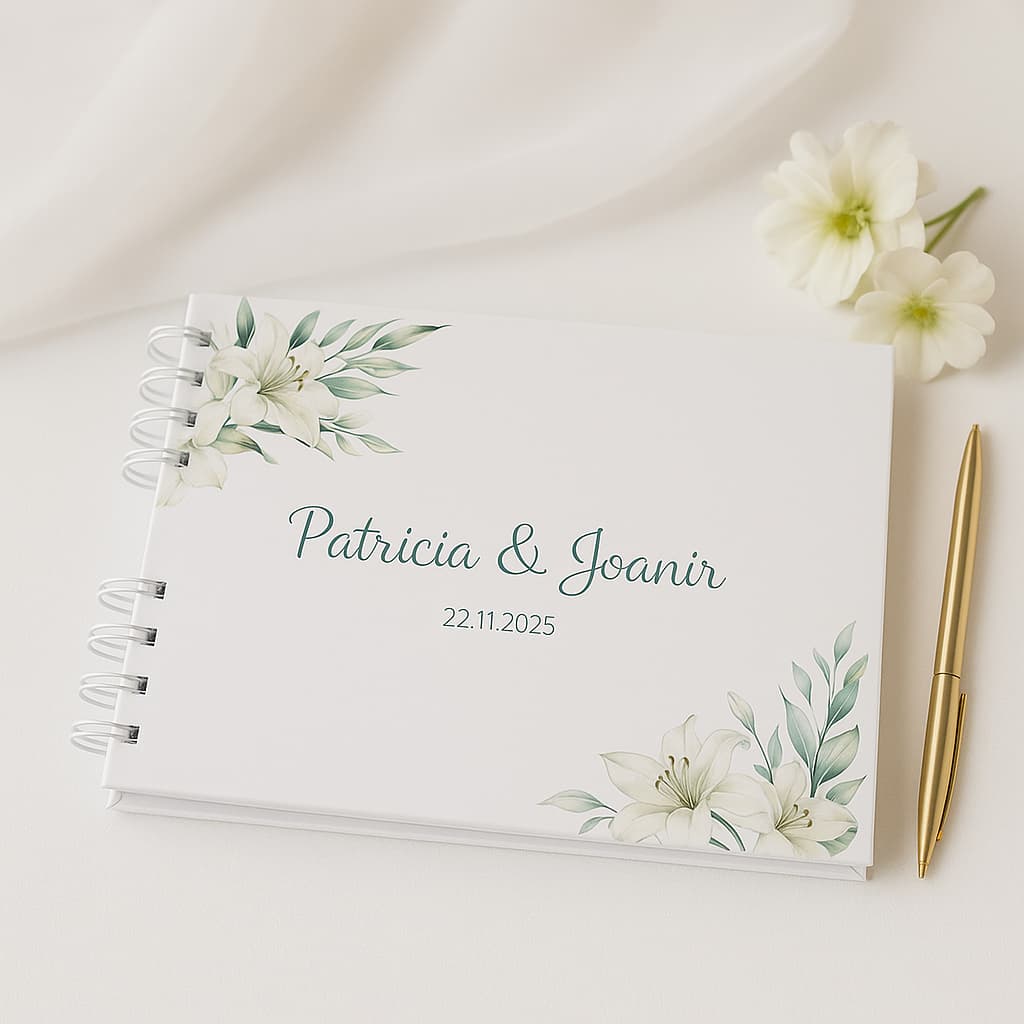 Scrapbook Caderno de Mensagens e Assinaturas Personalizado para Casamento/Noivado/Bodas/15 anos