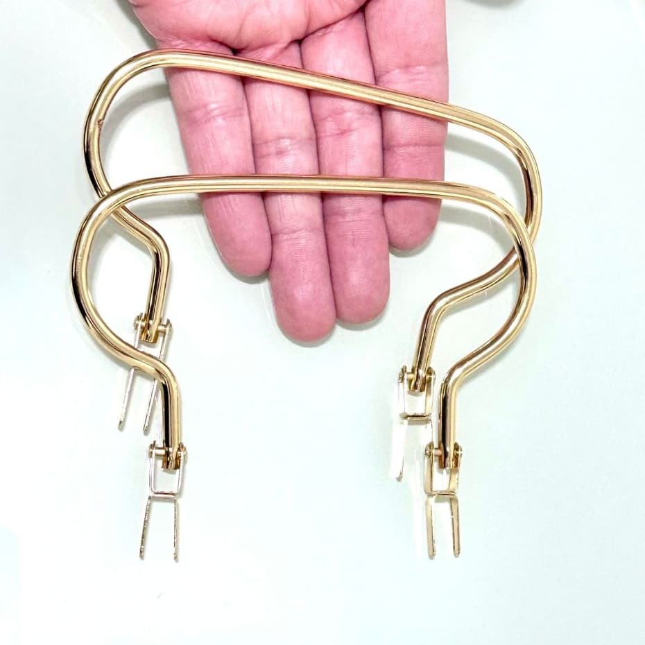 Alça Metal Par Geométrica Dourada Para Bolsas 12 Cm x 7 Cm - Ref-DP1700-23