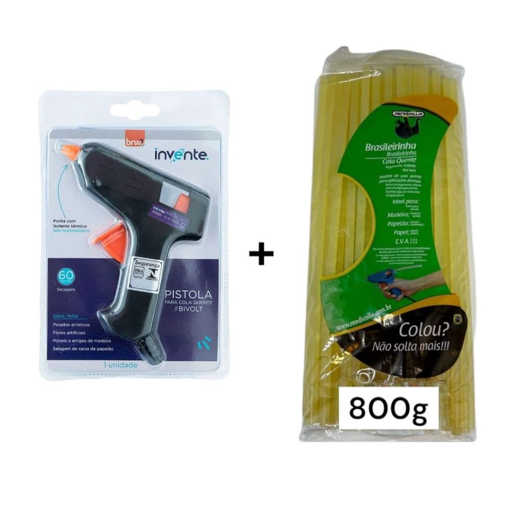 Pistola De Cola Quente pequeno + Bastão - Bivolt 10w (127v - 220v) - Bastões De Cola