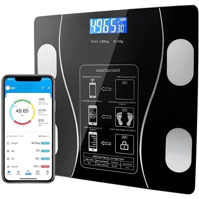 Balança Digital Bioimpedância Corporal Vidro 140kg Bluetooth