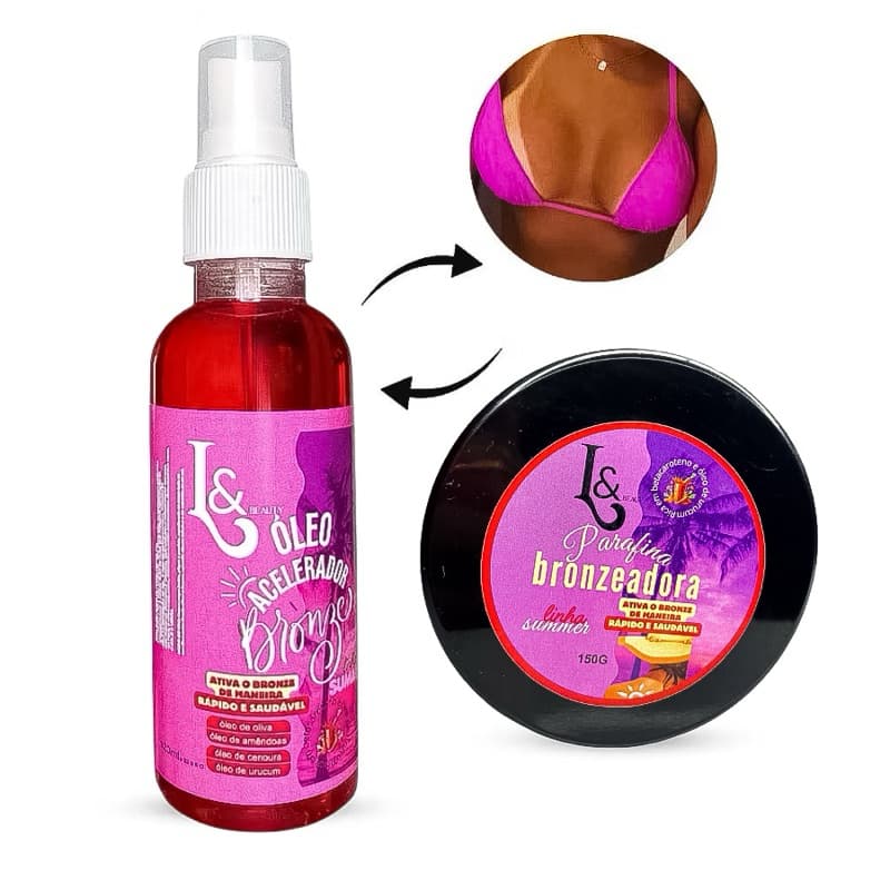 Kit Oléo Acelerador De Bronze 150ml + Parafina Bronzeadora 150g Verão
