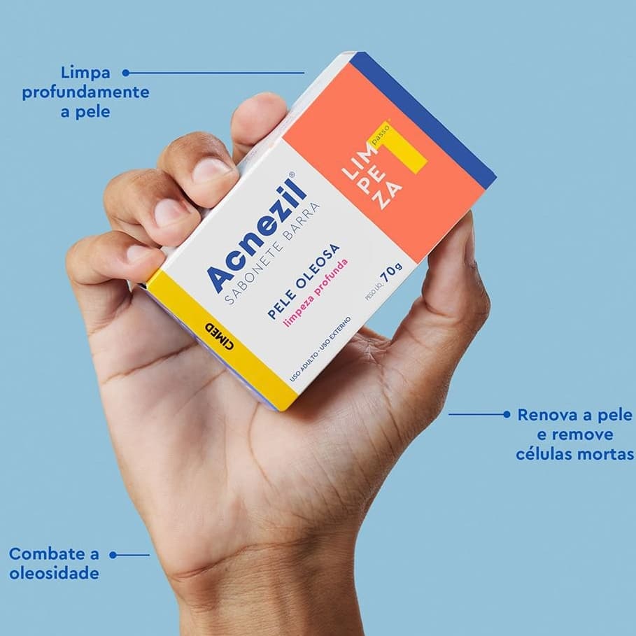 ACNEZIL SABONETE EM BARRA PARA PELE OLEOSA LIMPEZA PROFUNDA 70g ORIGINAL CIMED