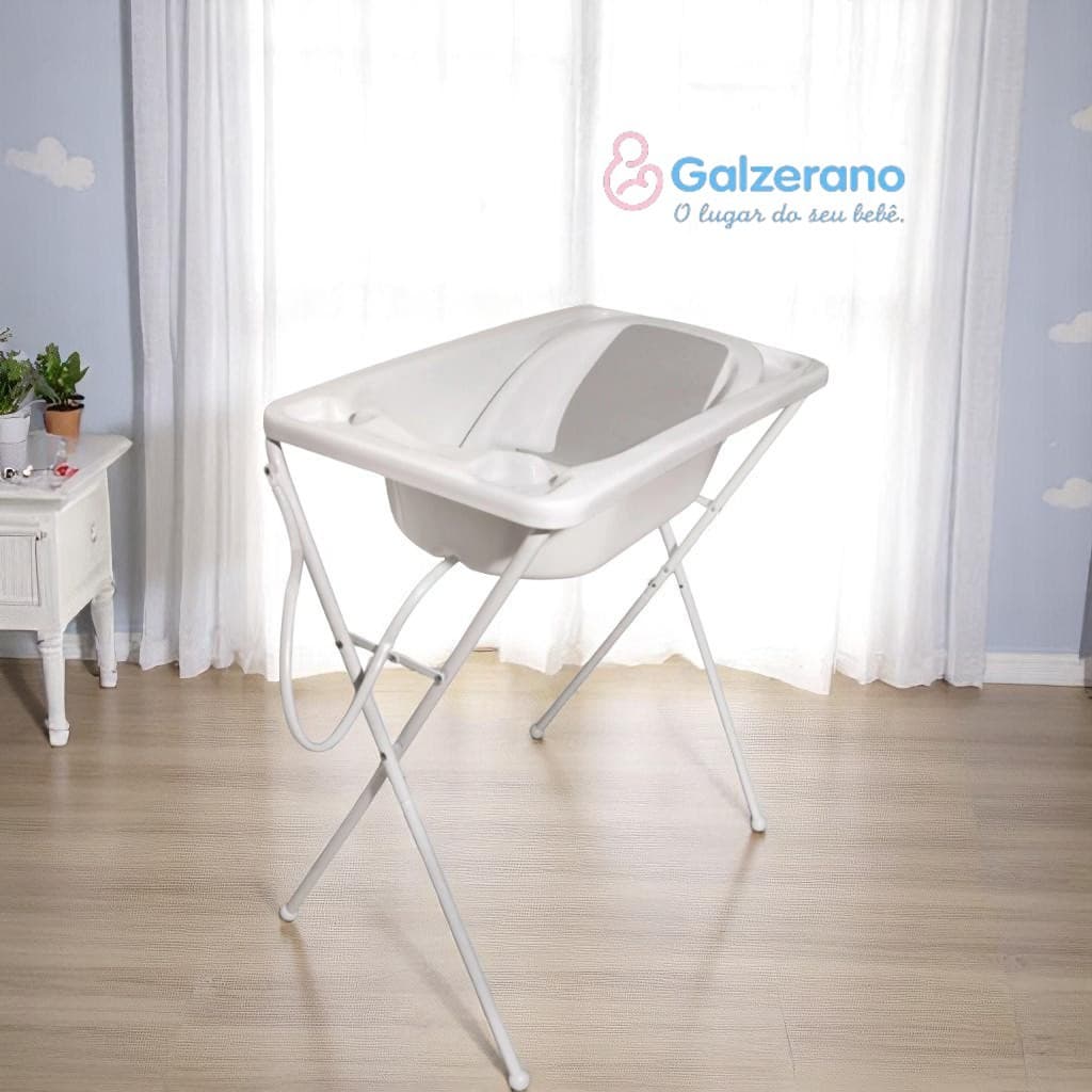 Banheira Para Bebê Galzerano Acqua Trio Branca Até 20Kg Com Suporte