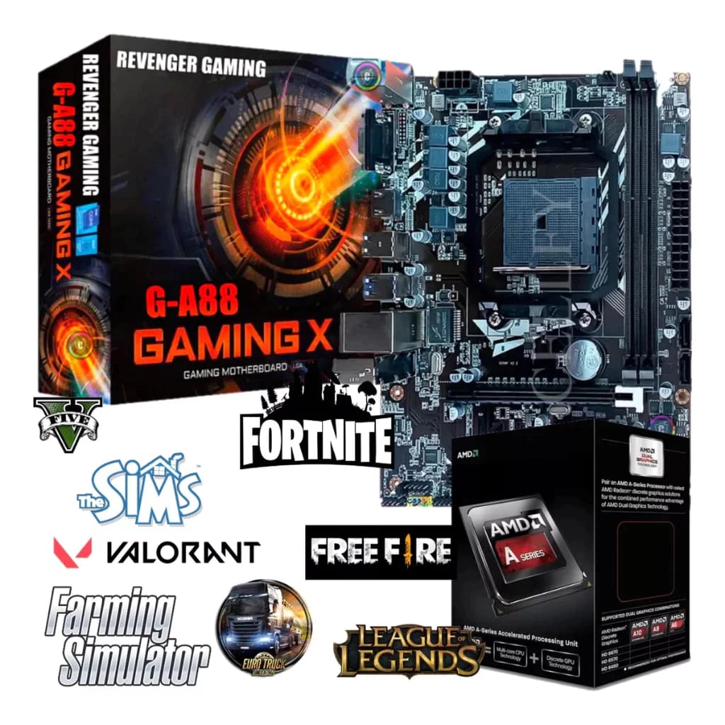 Kit Upgrade Gamer - Placa de Vídeo 2GB + CPU A10 4.2Ghz + Placa Mãe + 16GB de RAM