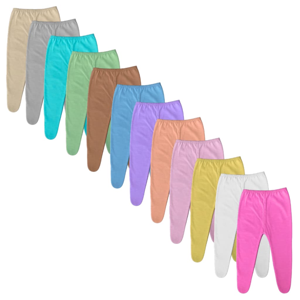Kit com 10 Calças Mijão Bebê 100% Algodão Pé Fechado