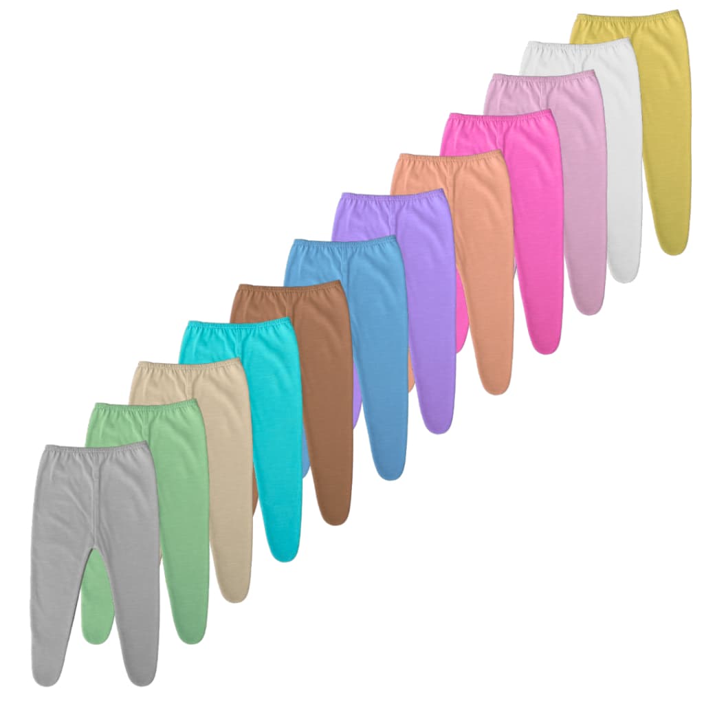 Kit com 10 Calças Mijão Bebê 100% Algodão Pé Fechado