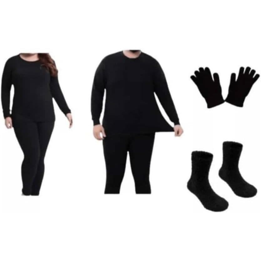 Roupa Térmica Plus Size Masculina ou feminina Blusa Com Calça Peluciados meia luva pijama forrado flanelado segunda pele