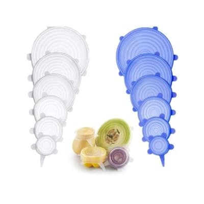 Kit 6 Tampas Silicone, Tampa panela Elastica Reutilizável Elástica para Potes Tapoer Cozinha Flexivel
