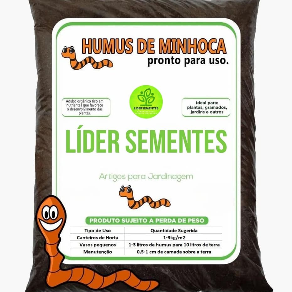 Humus de Minhoca Californiana Orgânico Adubo Cultivo Horta Jardins Vasos Flores Fertlizante NPK