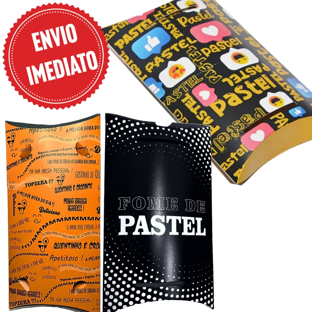 100 Embalagem Caixa Pastel Delivery M Para Pastéis até 21cm - Caixinha Viagem Montagem Pratica