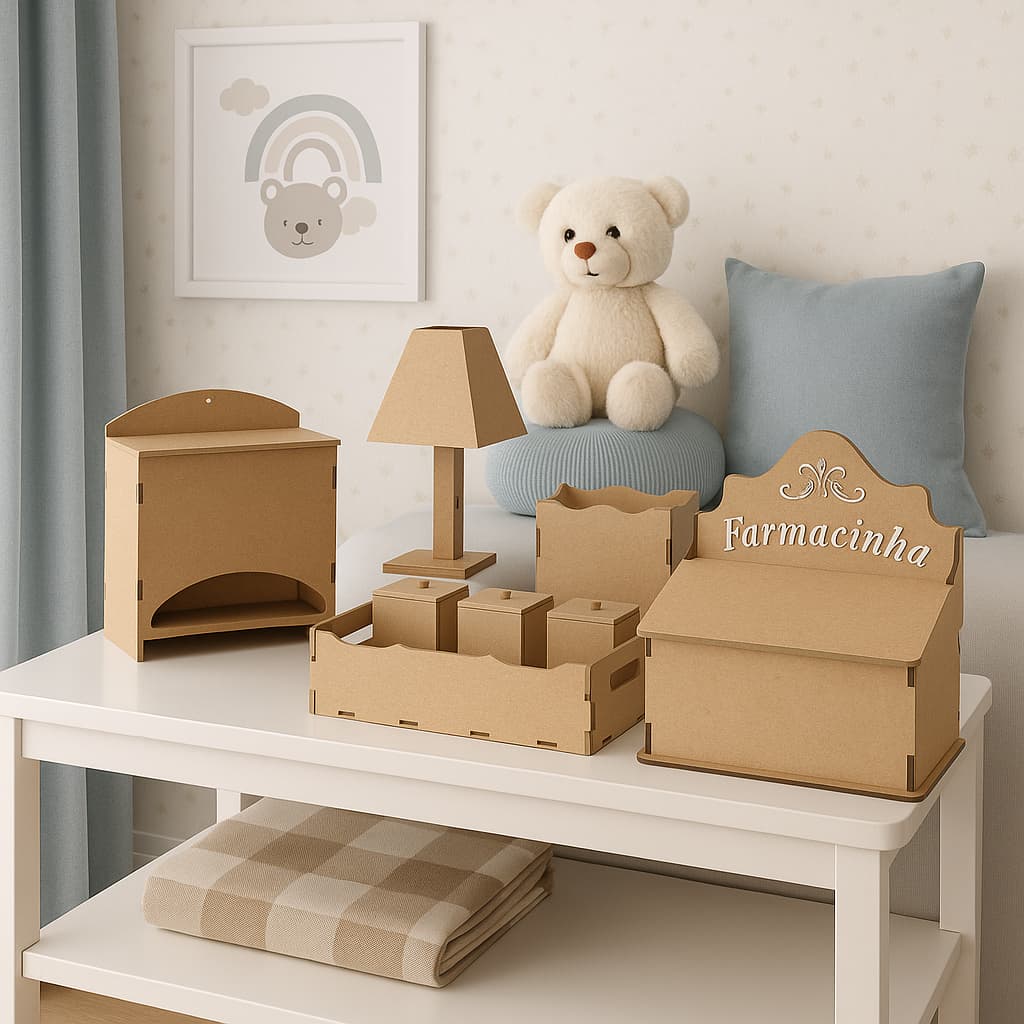 Kit Higiene LISO Desmontado Mdf Cru Decoração