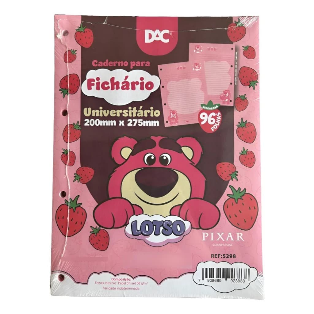 Refil de Folhas Pooh p/ Fichário Universitário DAC Refil Decorado Refil Fichário Folhas de Refil Universitario