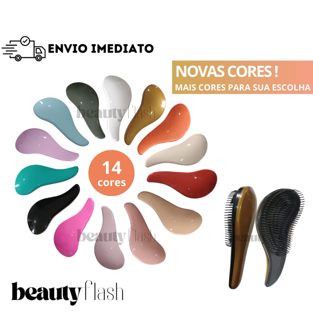 Escova Mágica Anti Frizz Beauty Flash com Cabo para Desembaraçar Cabelo Seco e Molhado