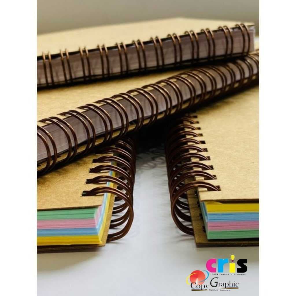 Caderno A5 Miolo Color 100fl (Capa Kraft - Wire-o)