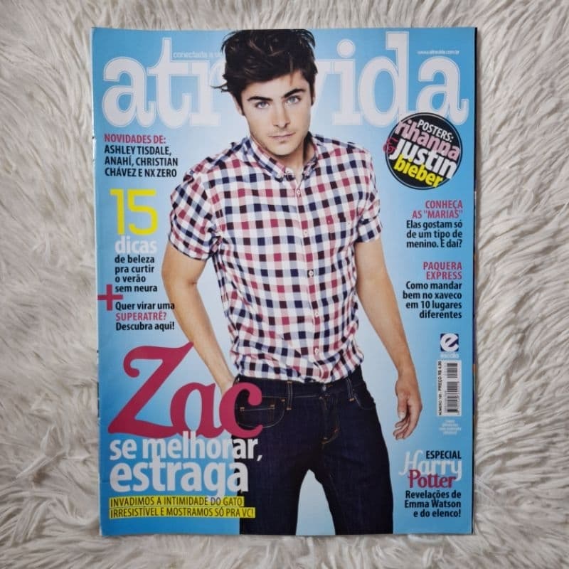 Revista Atrevida Zac Efron - Anahí, Christian Chávez, Emma Watson, Tom Felton, Harry Potter, Justin Bieber, Rihanna