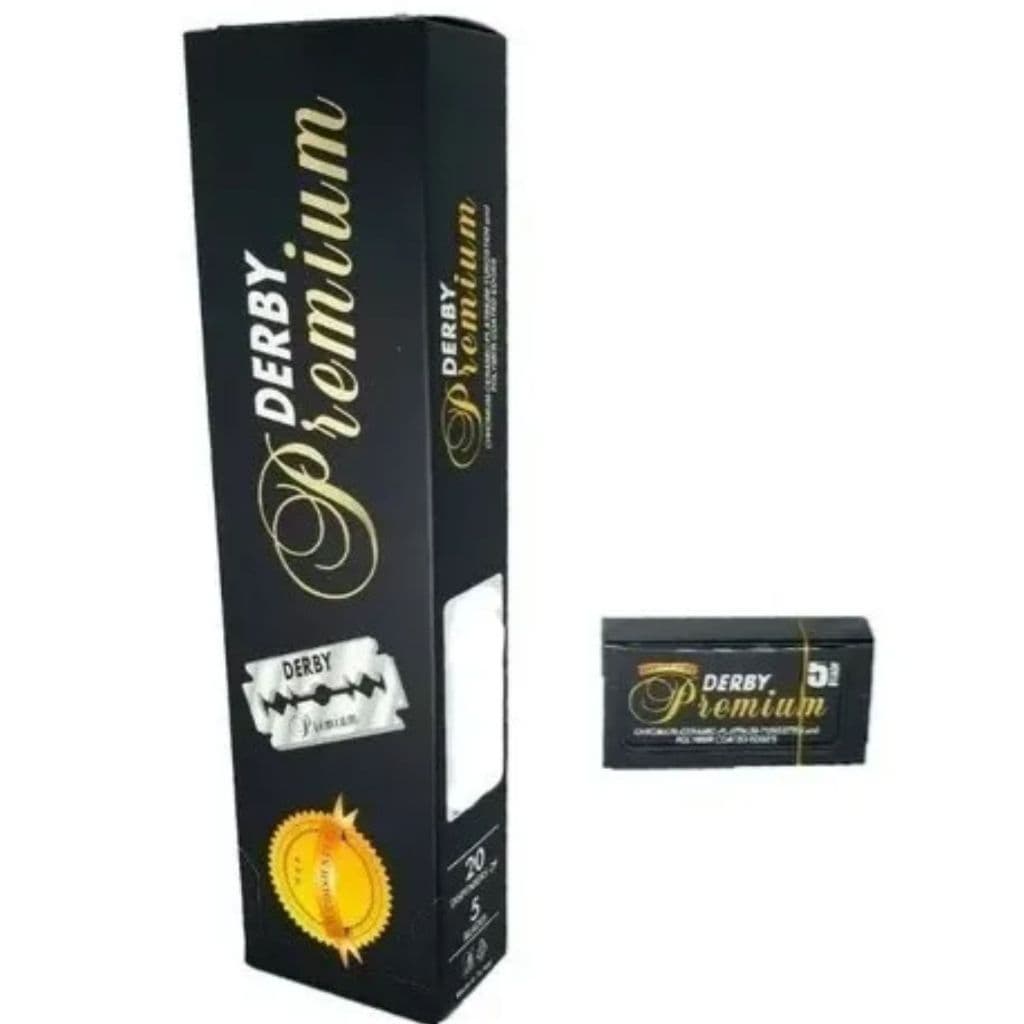 Lâmina de Barbear Derby Premium Original Caixa com 100 Unidades Para Aparelho Profissional