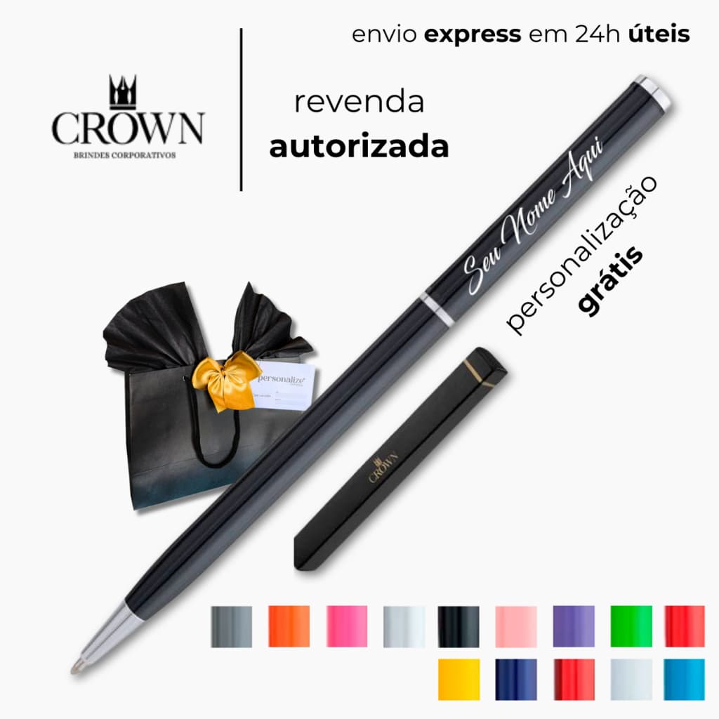 Caneta Personalizada Com Nome e Logo Crown Original Hawai Esferográfica Formatura Presente