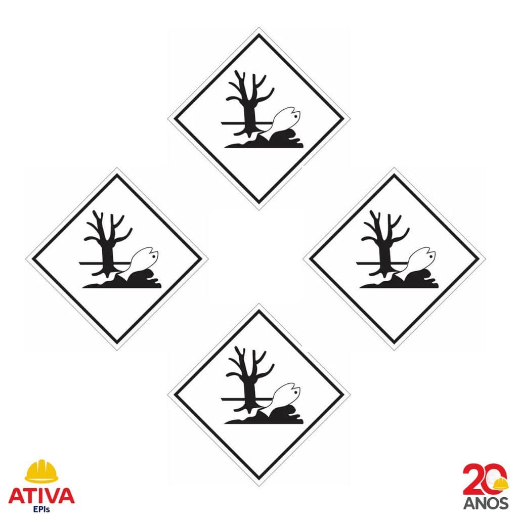 4 Placas de Sinalização 30x30cm Simbologia Segurança ONU Meio Ambiente