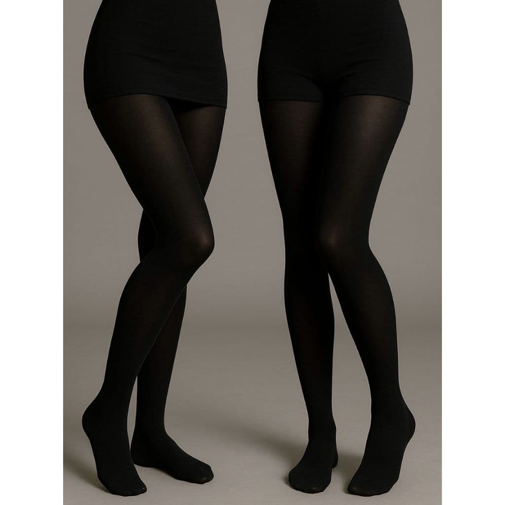 Kit 2 Meias Calças Com Pé Fio 80 Térmica Segunda Pele Translúcida Leve Transparencia