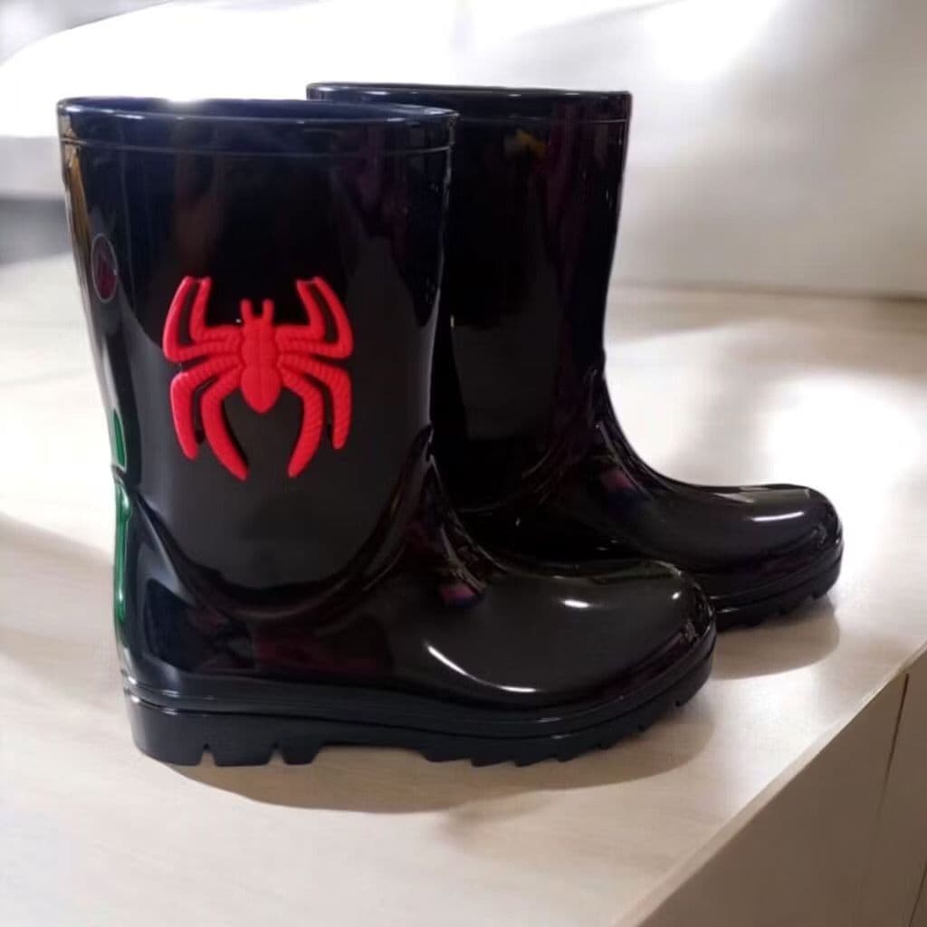 Galocha Bota de Chuva Cano Alto Aranha Infantil Menino Juvenil Leve Moderna Confortável