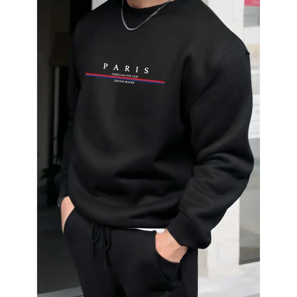 BLUSA DE FRIO MOLETOM CARECA MASCULINO COM ESTAMPA PARIS