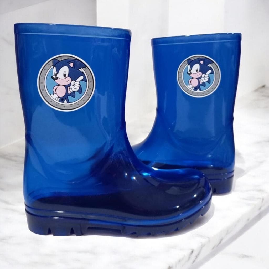 Galocha Bota de Chuva Cano Alto Sonic Infantil Menino Juvenil Leve Moderna Confortável Estilosa