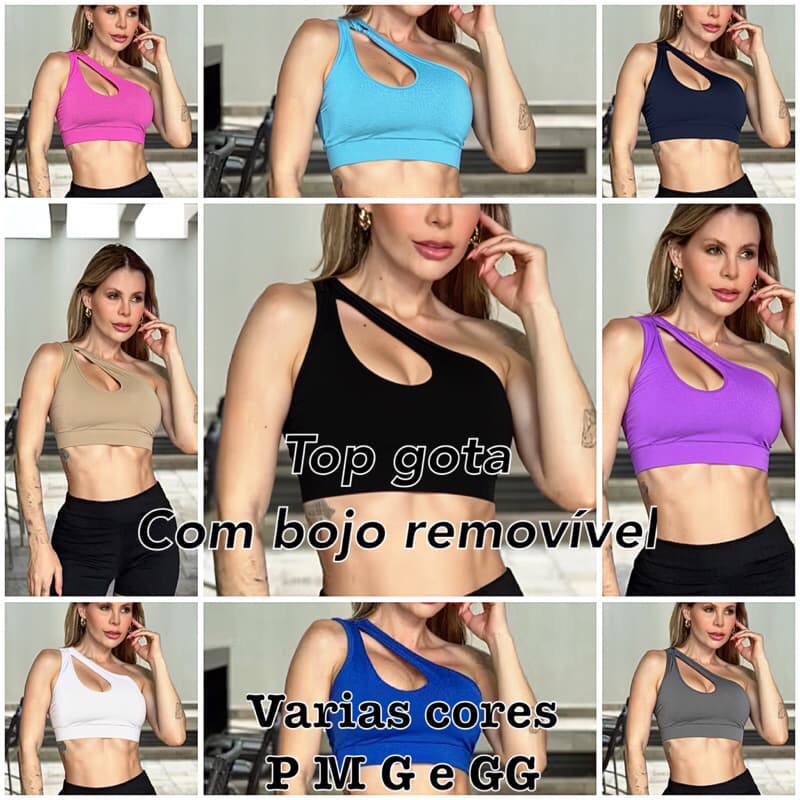 Top estilo gota com bojo removível de academia tecido suplex ideal para malhar com conforto