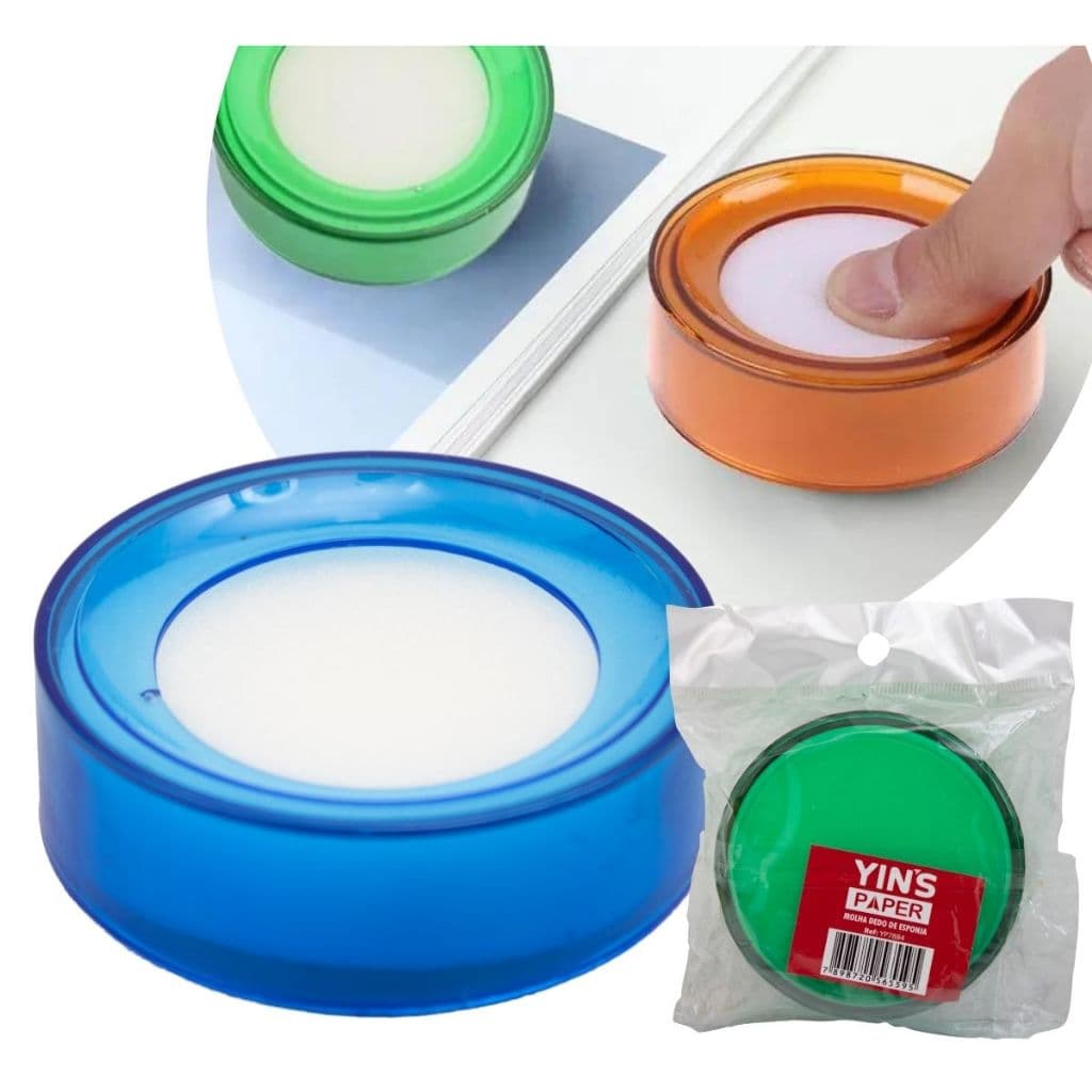 Molha Dedo de Esponja Redondo 7cm Abre Sacolas Conta Dinheiro Papéis