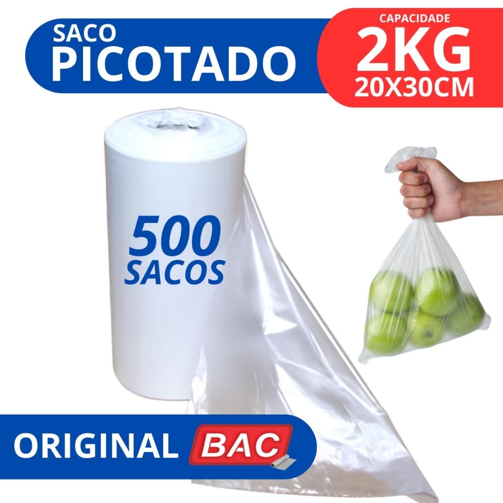 Bobina Picotada 20x30 2kg 500 Sacos Cozinha Armazena Embala Alimento Freezer Microondas Original BAC