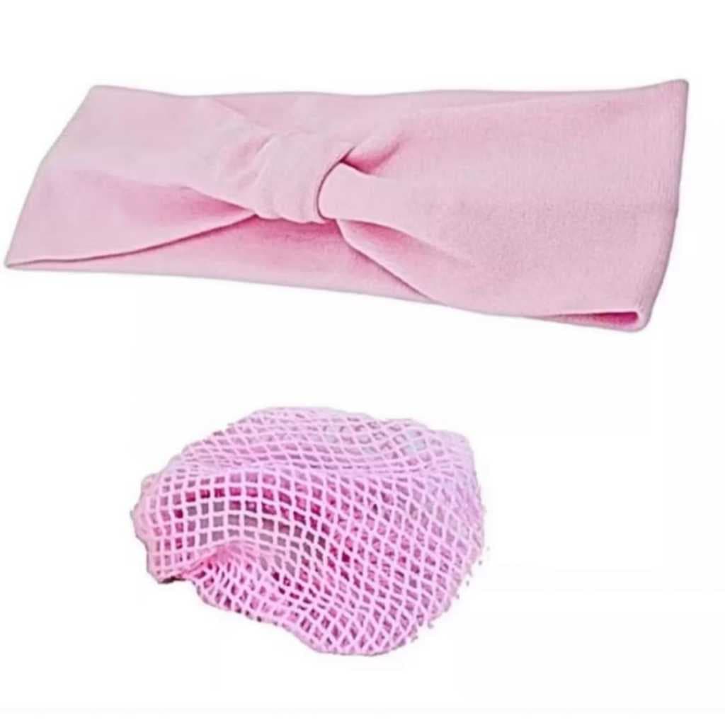 Kit Faixa e Rede de Coque Bailarina Preto e Rosa