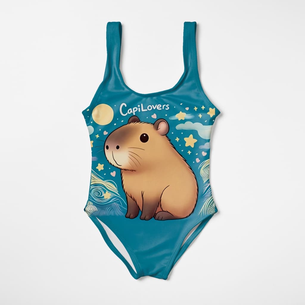 Maiô Infantil Bebê Menina Juvenil Estampas De Capivara Uv50+