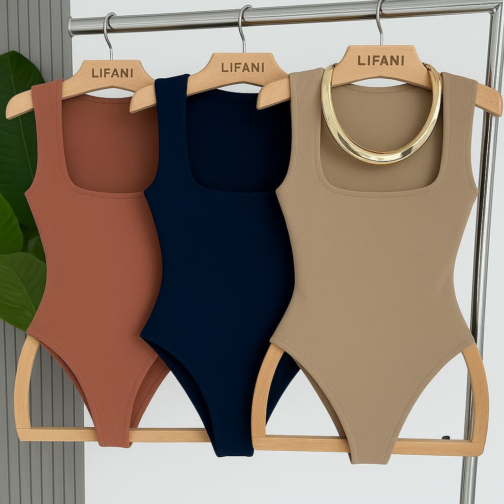 Body Feminino Quadrado Elegante Básico Forro Duplo Suplex Sem Manga Tendência promocional P M G GG Colante