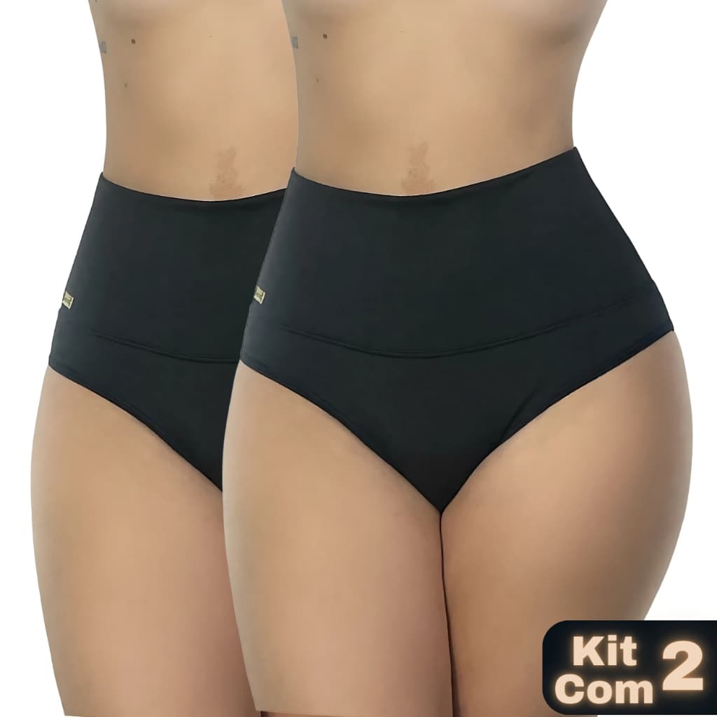 kit 2 Cintas Suplex Alta Compressão Cós Duplo Pós-Parto Gestante Não Enrola