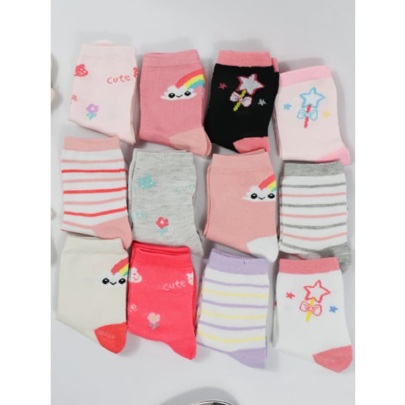Kit 18 pares de Meia Infantil Feminino Menina Criança