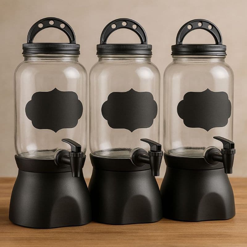 Kit Suqueiras De Plástico Louça 3,6l DIspenser Grande Bebidas Pote Com Tampa Alça E Torneira